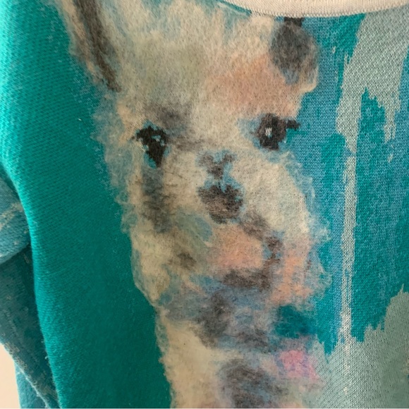 Anthropologie Artwork Lauren C Walcott Wool Blend Mixed Media Lama Sweater - Picture 3 of 11